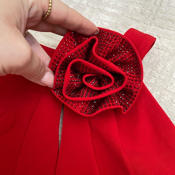 NWT City Chic Iliana Dress in Cherry Size 18 Red with Crystal Flower Detail - Picture 6 of 16